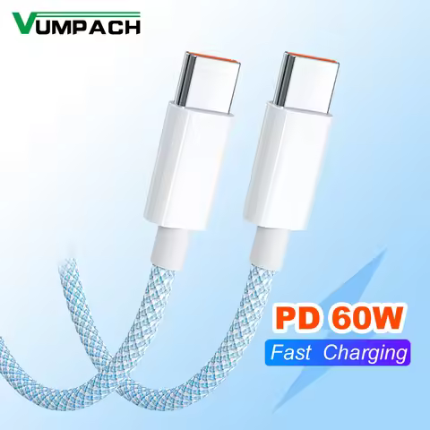 60W 6A USB Type C to Type C Cable Data Line For Iphone 15 16 Samsung Xiaomi Fast Charging USB C to C