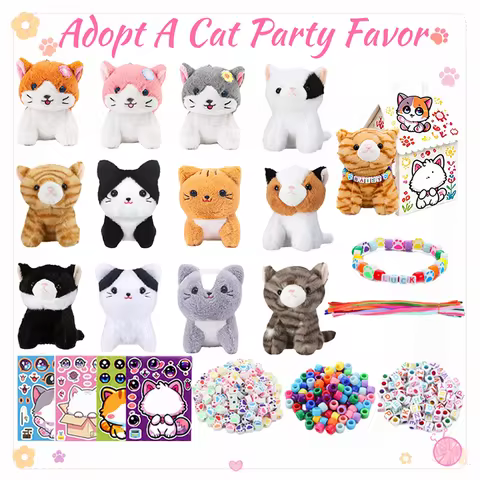 12-24Sets Adopt A Cat Party Favor Cat Plush Small Stuffed Animals Adopt Me Plush for Birthday Party