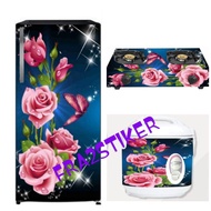 Wallpaper Sticker 2-door Refrigerator 2-door Stove 2-burner Luxury Flowers