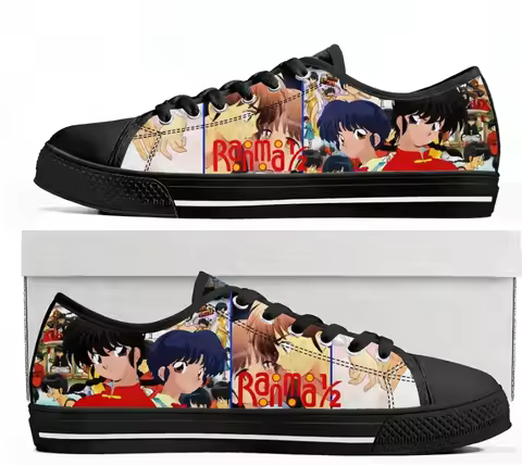 Ranma 1/2 Low Top Sneakers Womens Mens Tendo Akane High Quality Canvas Sneaker Casual Anime Cartoon 