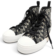 Excellent condition ▼ DIOR Homme 3SH126ZSA Canvas B23 Oblique Jacquard High top Sneakers, Navy, Size