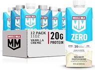 Muscle Milk Zero Protein Shake, Vanilla Crème, 11 Fl Oz Carton, 12 Pack, 20g Protein, Zero Sugar, 10