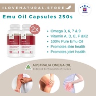 2x 250s Emu Tracks Emu Oil Capsules. Contains Omega 3, 6, 7 &amp; 9 and Vitamins A, D, E, F &amp; K2.100% Natural &amp; Pure. - ilovenatural.store