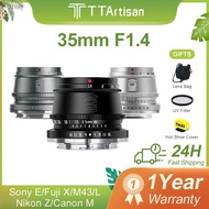 TTArtisan 35mm F1.4 APS-C Manual Focus Large Aperture Lens for SONY E FUJI X Canon M Leica L Nikon Z Panasonic Olympus M4/3 EOSR