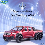 1:28 Mercedes-Benz X-Class Exy 6X6 off-road car Diecast Metal Alloy Model car Sound Light Pull Back 