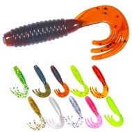 Simulation Soft Bait Curly Tail Fake Bait 10 Colors Soft Worm Trident Tail Soft Bait Micro Bait