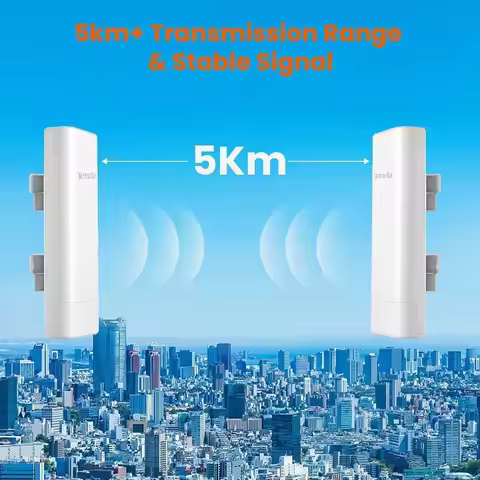 Tenda O3 Punto de Acceso WiFi, Alcance 5 Km, Antenas de 12dBi, Modo WISP 150Mbps, Enlace P2MP