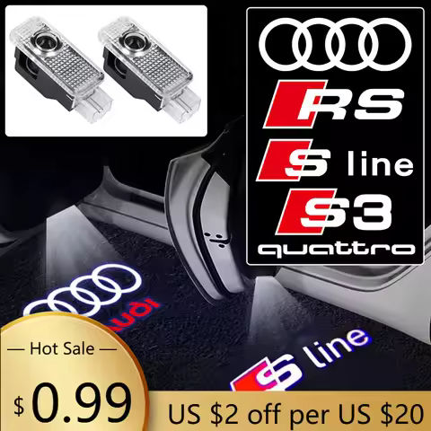 Hub Caps Car Logo Projector Lamp Auto Led Door Logo Welcome Light For Audi SLINE RS A4 B5 B6 B8 B9 A