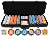 13.5 Gram Poker Chips - Clay Poker Chips Set - 500 Piece Crown Casino Poker Set with Numbers Denomin