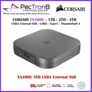 CORSAIR EX400U USB4 External SSD - USB4 - Type-C - Thunderbolt 4 - Up to 4,000MB/sec - 1TB - 2TB - 4