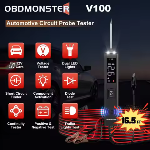 Car Circuit Tester V100 Probe Tester 12V 24V Car Voltage Tester Tool Continuity Test Component Activ