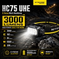 NITECORE HC75 UHE Rechargeable Headlamp 3000 Lumens | 84h Runtime | Adjustable Spotlight Floodlight 