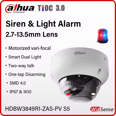 Dahua 4K Smart Alarm Motorized Lens Camera Outdoor IP67 IK10 Protection Ai Security Camera TIOC 3.0 
