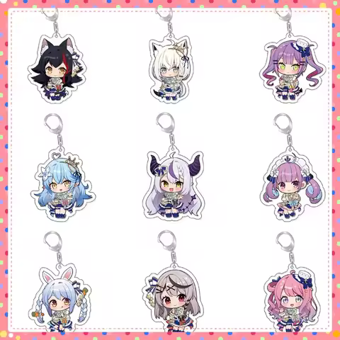 Vtuber Nakiri Ayame Shirakami Fubuki Minato Aqua Gawr Gura Lovelive Cartoon Cute Keychain Kawaii Key