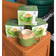 Mug Coconut Gelas Kelapa Keramik White Line Mug Coconut Gelas Unik Mug Keramik Coconut