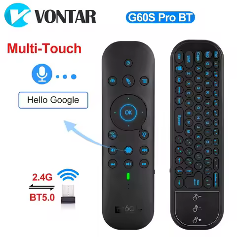 G60S Pro BT Air Mouse with 2.4G BT5.0 Dual Mode Google Voice Assistant Remote Control Wireless Keybo
