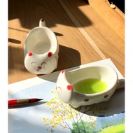 Ceramic Cat Pen Wash/Cute Watercolor Pen Wash Pen Tank/Lying Cat Short-Legged Cat Pen Shelf Dipping 