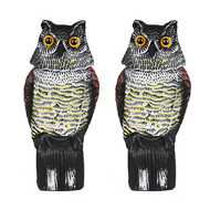 (XKAF) Fake Owl Decoy to Scare Away Birds Rotating Heads Sculpture Natural Enemy Plastic Statue Pige
