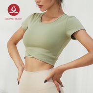 MOVING PEACH Women Gym Shirt Breathable Running Sports T-shirts Comfort Yoga Top Daily Wear CTU