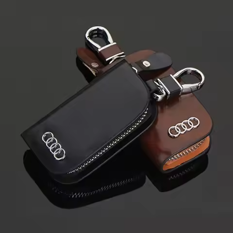 Leather Car Logo Key Case Cover Key Chain Protective Bag for Audi Sline S4 S6 S7 A8 A3 A4L S3 A4 Q5L