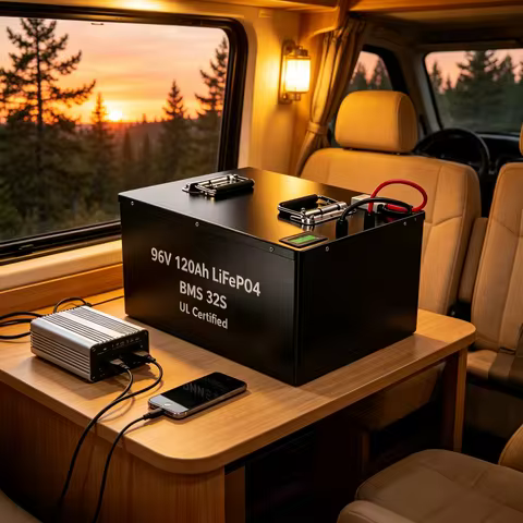 96V 120Ah LiFePO4 Deep Cycle Battery with Smart BMS 32S for Motorcycle RV Golf Cart Tour Car, UL Lis