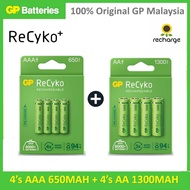 GP RECKYO RECHARGEABLE BATTERY 4S'AA 1300MAH + 4'S AAA 650MAH (COMBO PACK)