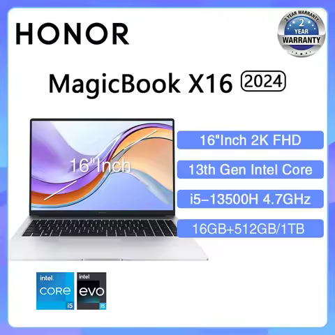 2024 New HONOR Laptop MagicBook X16 Pro 2024 16"Inch FHD Intel Core i5-13500H AMD Ryzen R5 7640HS Co