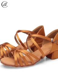 2023 New Fashion version Leyachi Latin dance shoes soft sole children's dance shoes girls Latin shoes 3.5cm heel dance shoes