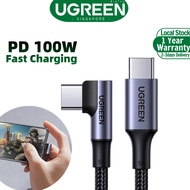 UGREEN 100W 5A USB C to USB C Cable Right Angle PD Fast Charge Type C 90 Degree Power Data Cable