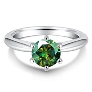 Classic Women Ring 1ct 2ct 3ct Green Moissanite Rings - Laboratory Diamonds Ring S925 Silver Jewelry