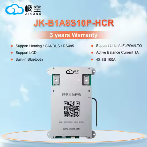 JIKONG BMS B1A8S10P bms HEAT CANBUS RS485 4S 5S 6S 7S 8S 12V 24V BATTERY WITH 1A ACTIVE BALANCE bms 