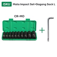 ISKU mata shock impact full set 10pcs 1/2 inch crv mata kunci shock impact panjang cr-mo 8 10 12 13 