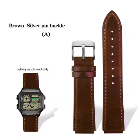 New Retro Genuine Leather Watchband for Casio A158W/A168/f91w/AE-1200WHD/A158/A159/A169/AE1200 Vinta