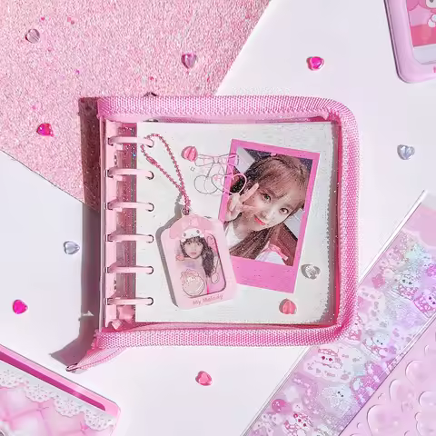 Sharkbang A7 Square Binder Zipper Notebook Glitter Journals Agenda Planner PVC Kpop Photocard Binder