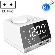 K11 Bluetooth Alarm Clock Speaker Creative Digital Music Clock Display Radio with Dual USB Interface, Support U Disk / TF Card / FM / AUX, EU Plug