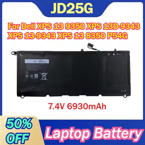 90V7W JD25G 7.4V 6930mAh Laptop Battery For Dell XPS 13 9350 13D-9343 13-9343 13 8350 P54G