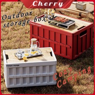 Choque Voyage Collapsible Storage Box with Wooden Lid, Extra Large Camping Crate