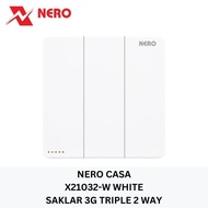 NERO CASA WHITE TRIPLE HOTEL SWITCH 3 GANG 2 WAY X21032-W