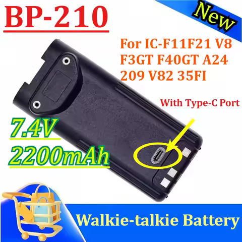 For Icom BP-210 7.4V 2200mAh Two-Way Radio Walkie-talkie Battery for IC-F11 F21 V8 F3GT F40GT A24 20