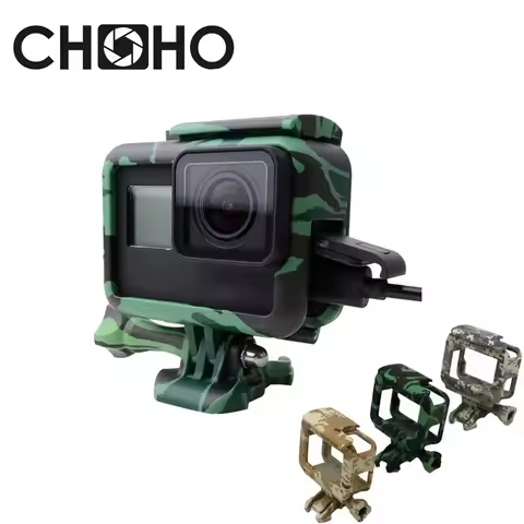 For Gopro Frame Case Shell Protector Housing Army Green + Lone Screw + Base Mount For Go Pro Hero 5 