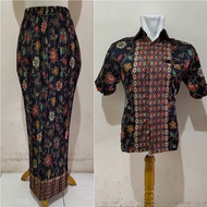 Couple Daify Long Plisket Skirt and Short Sleeve Batik Shirt for Men