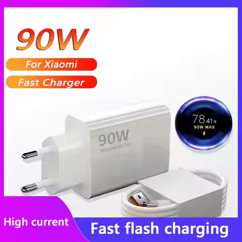 New 90W USB Type C Charger Fast Charging Data Cable USB Phone Charger Adapter Eu Plug Adapter For Xi