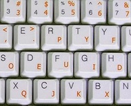 Dvorak Simplified Transparent Keyboard Stickers (Orange)