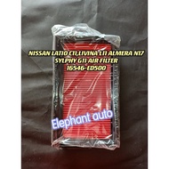 NISSN LATIO C11,LIVINA L11,ALMERA N17,SYLPHY G11 AIR FILTER 16546-ED500