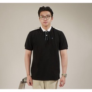 KATUN MATSUDA Tama Black T-Shirt Men's Striped AdultPOLO Shirt with Cotton Collar