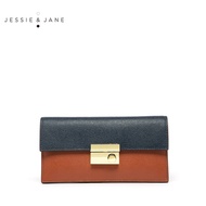 JESSIE&amp;JANE Simple Lock Latch Contrast Color Multifunctional Clutch Purse Small Women's Bag Ticket Holder 5141