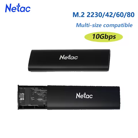 Netac 10Gbps SSD Case NVME SATA SSD Adapter M.2 2280/2242 SSD Enclosure Up to 8TB USB3.2 NVME M-Key/
