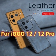 Luxury Sheepskin Leather Casing For Vivo iQOO 12 Pro iQOO12 iQOO12Pro 5G 2023 Simple Silicone Matte 