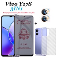 (3in1) Suitable for Vivo Y17S Anti-Spy Privacy Tempered Glass Vivo Y16 Screen Protector+lens film+back film