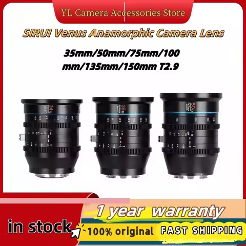 SIRUI 35mm/50mm/75mm/100mm/135mm/150mm T2.9 1.6X Venus Anamorphic Camera Lens For Canon RF Sony E Ni
